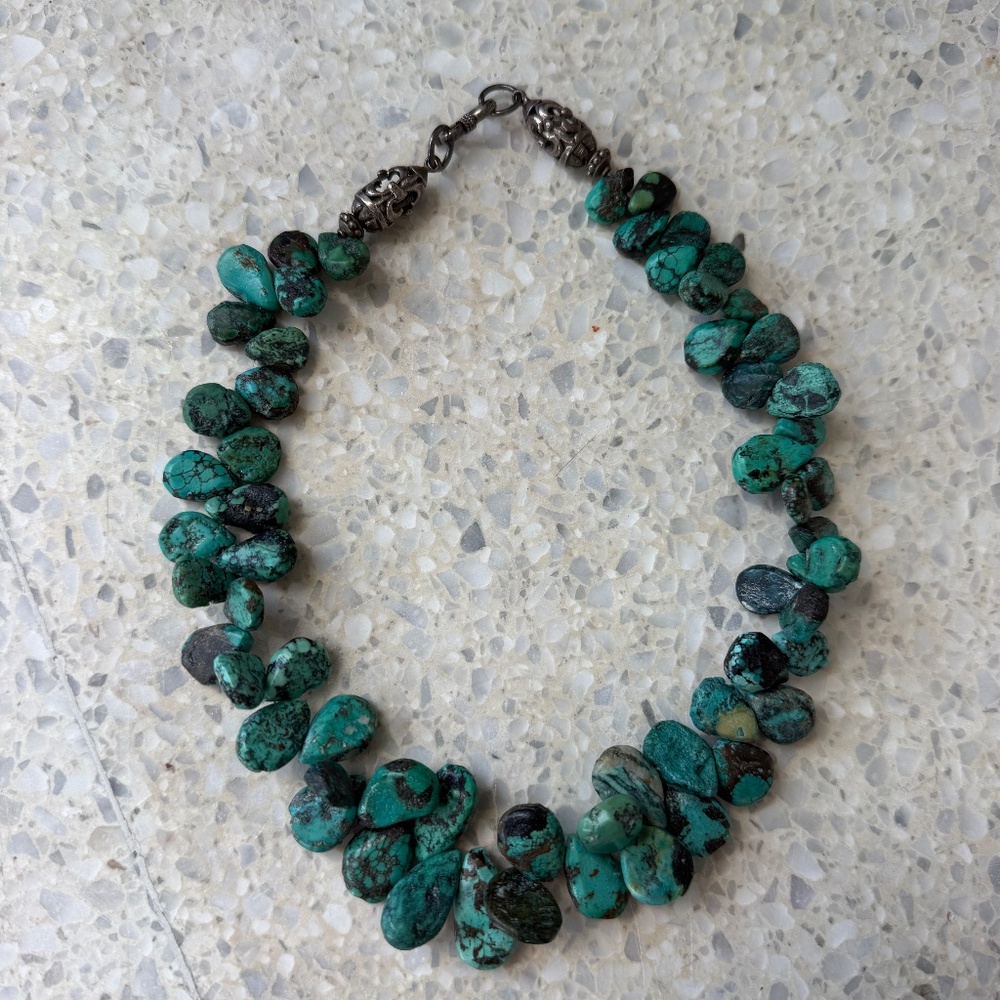 Real Turquoise Necklace Chunky Sterling Silver Silpada